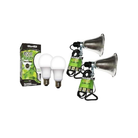 Miracle Led 4KK Clamp-On LED Grow Light Kit, 12W Full Spectrum Daylight White Replacing 150W, 2PK 802839